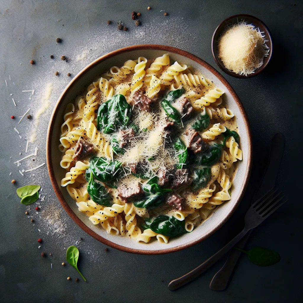Creamy Beef and Spinach Pasta