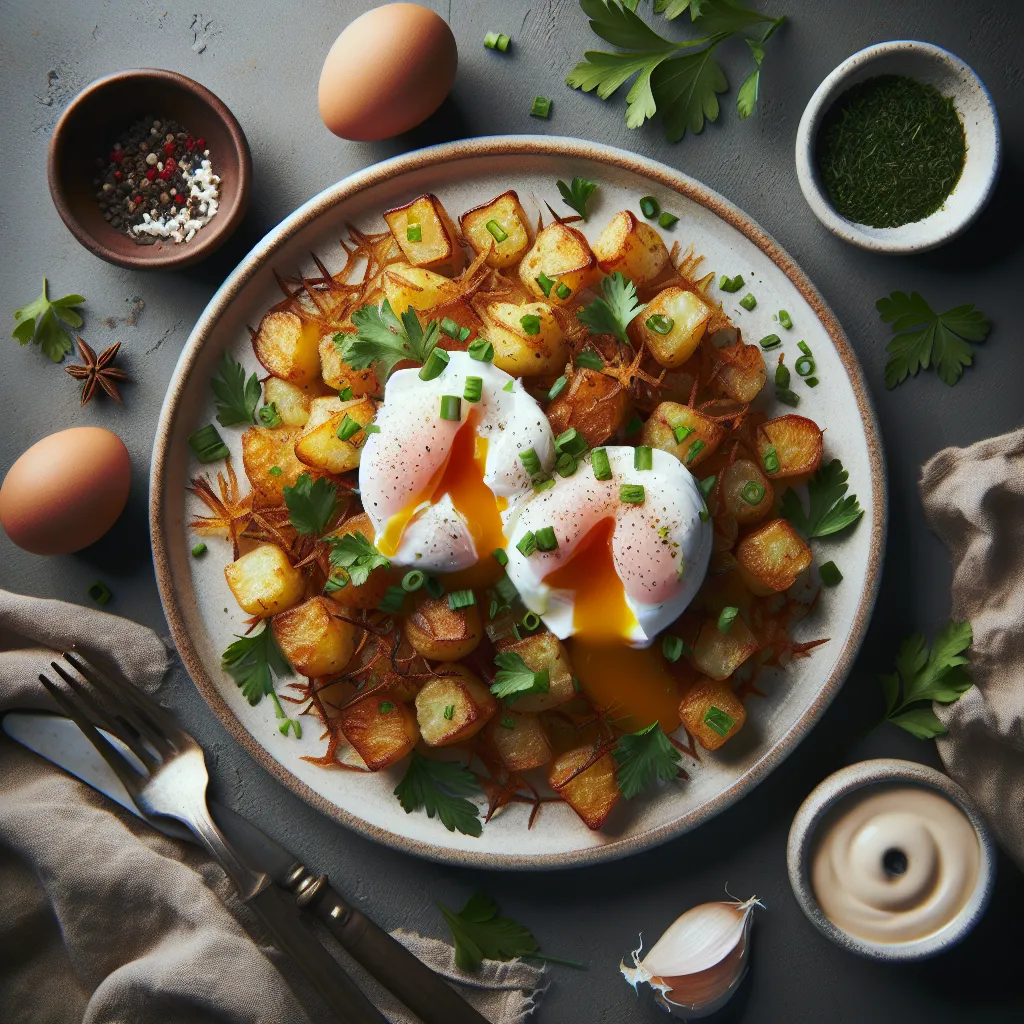 Crispy Potato Hash with Poached Eggs