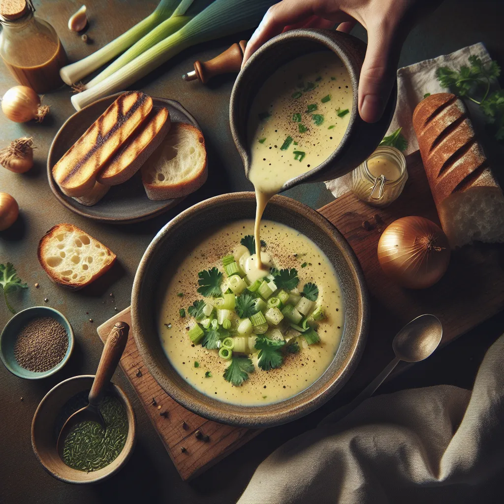 Krémová zemiaková polievka s pórom a koriandrom