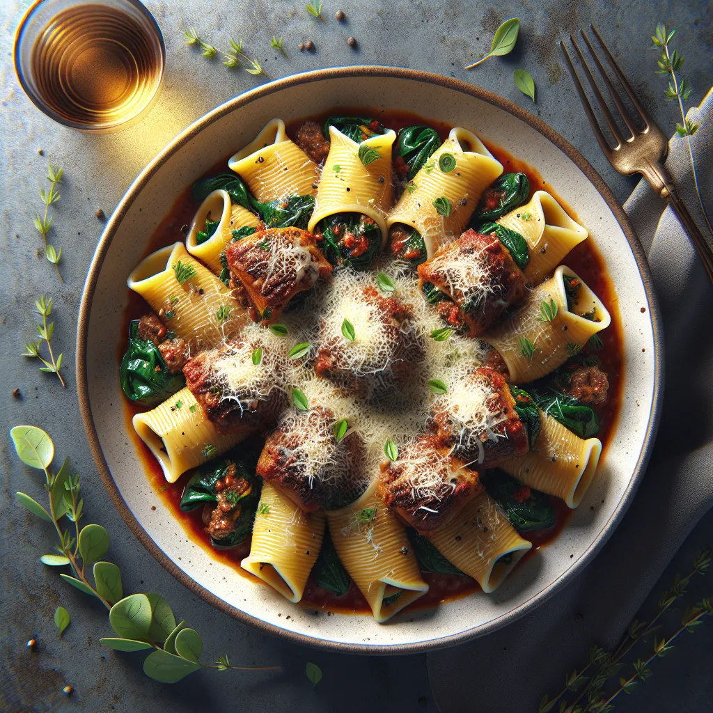 Luxurious Beef and Spinach Stuffed Pasta Shells