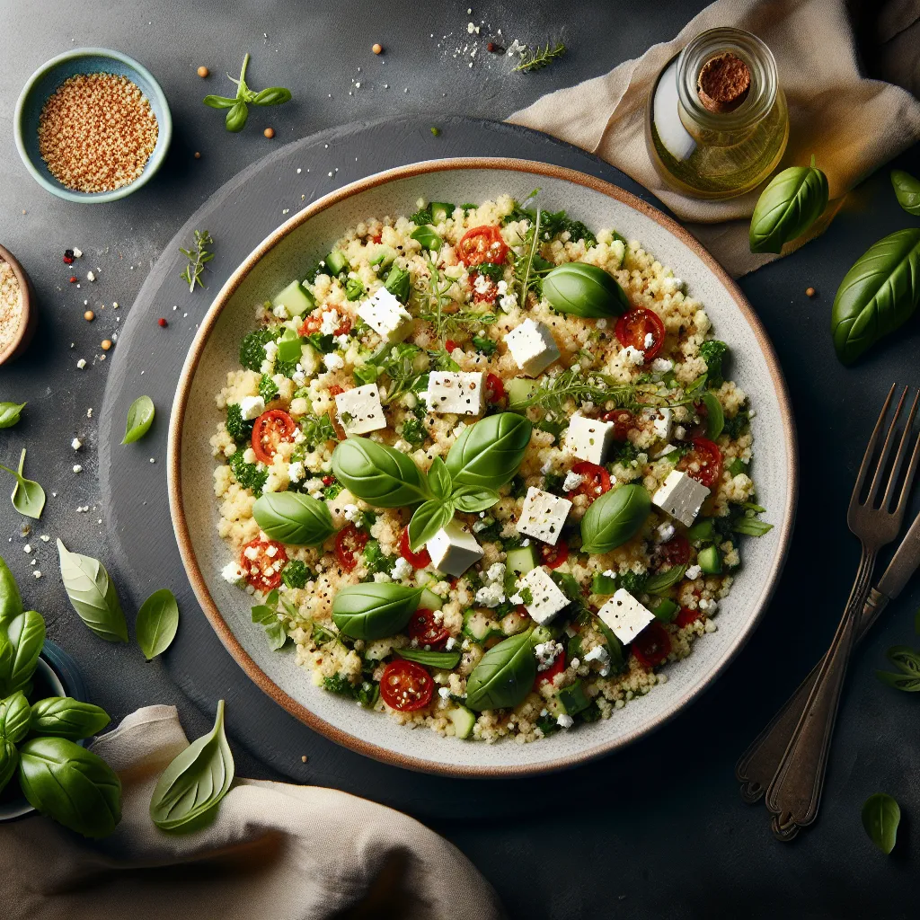 Mediterranean Couscous Salad with Herbs and Feta Cheese