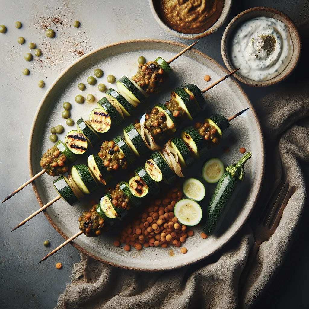 Mediterranean Lentil Zucchini Skewers