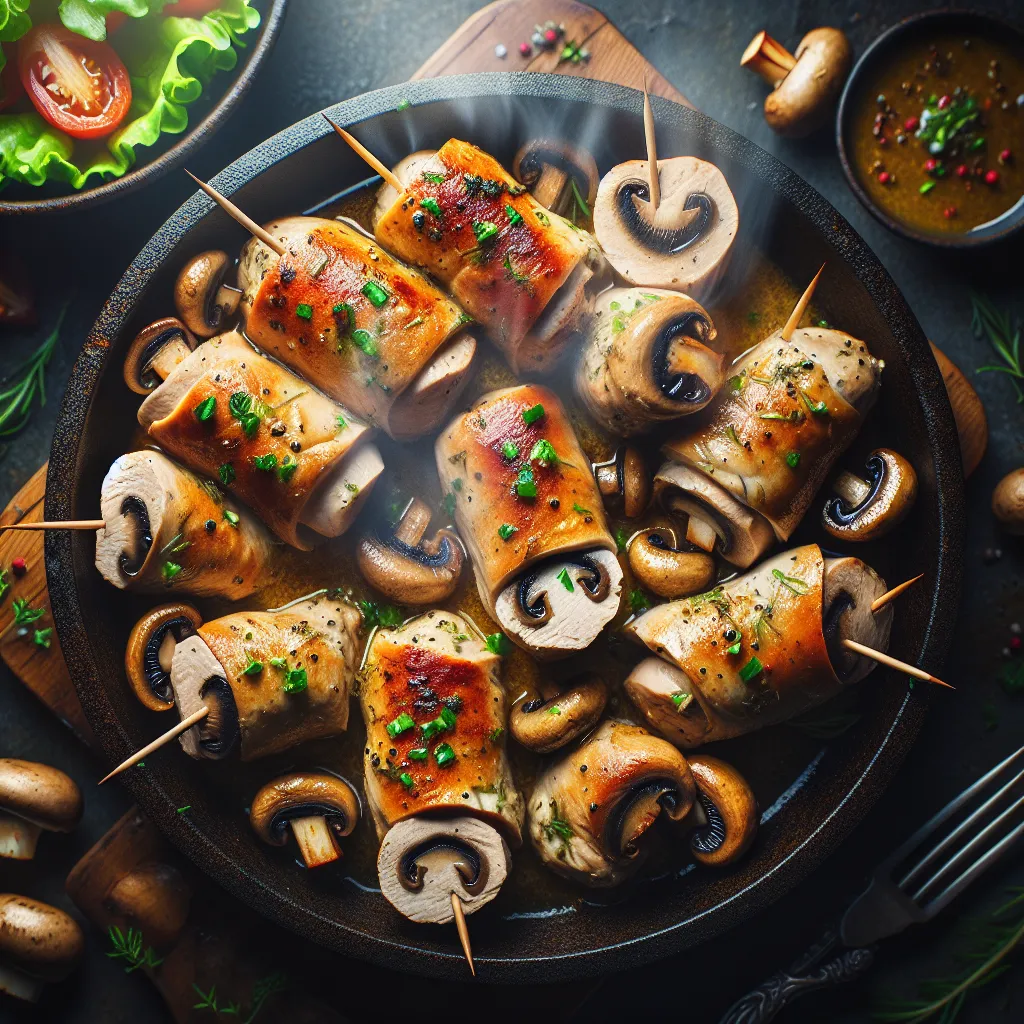 Mushroom Stuffed Chicken Rolls