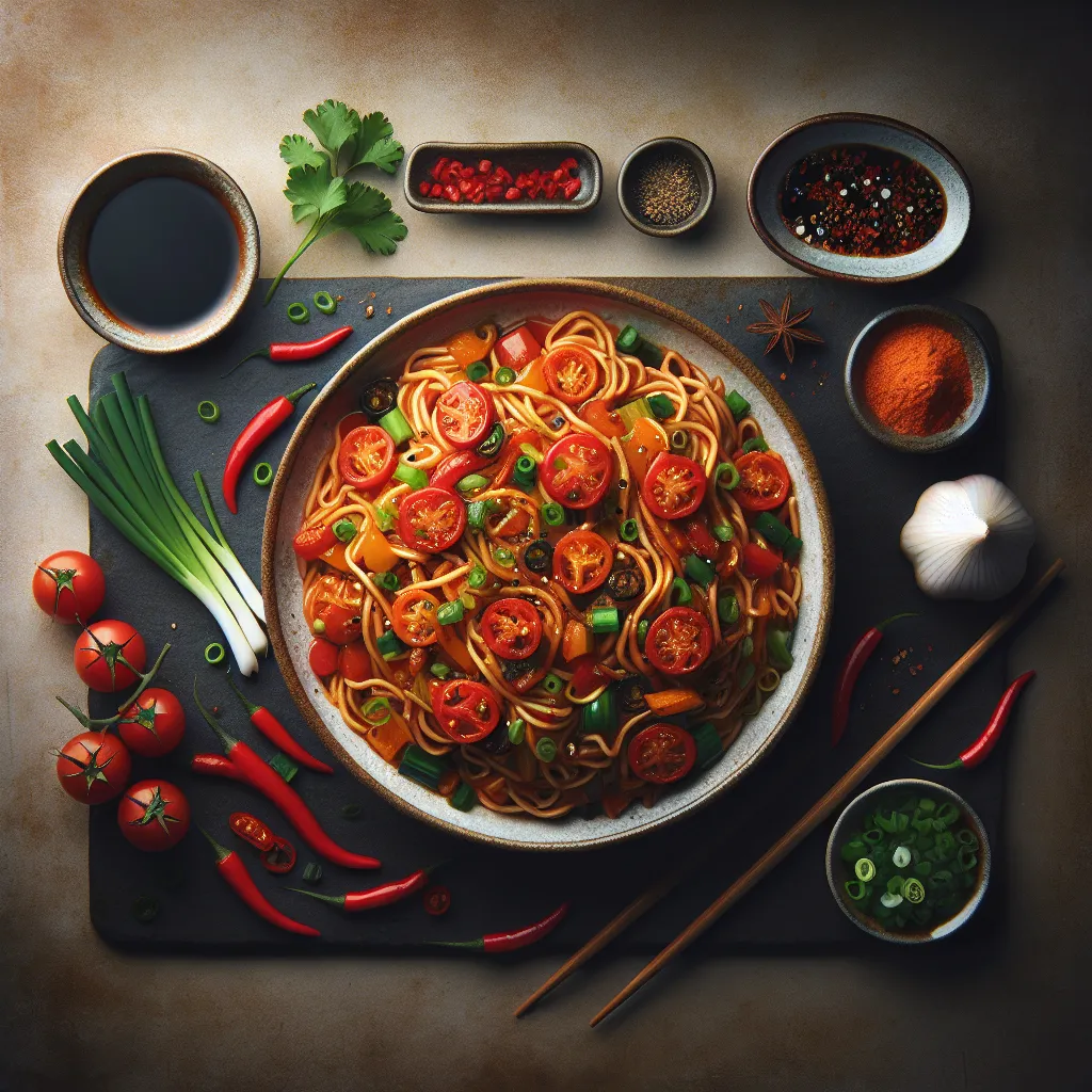 Spicy Tomato Noodle Stir-Fry