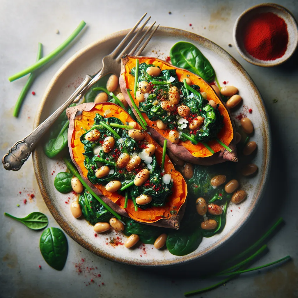 Spinach and Butter Bean Stuffed Sweet Potatoes